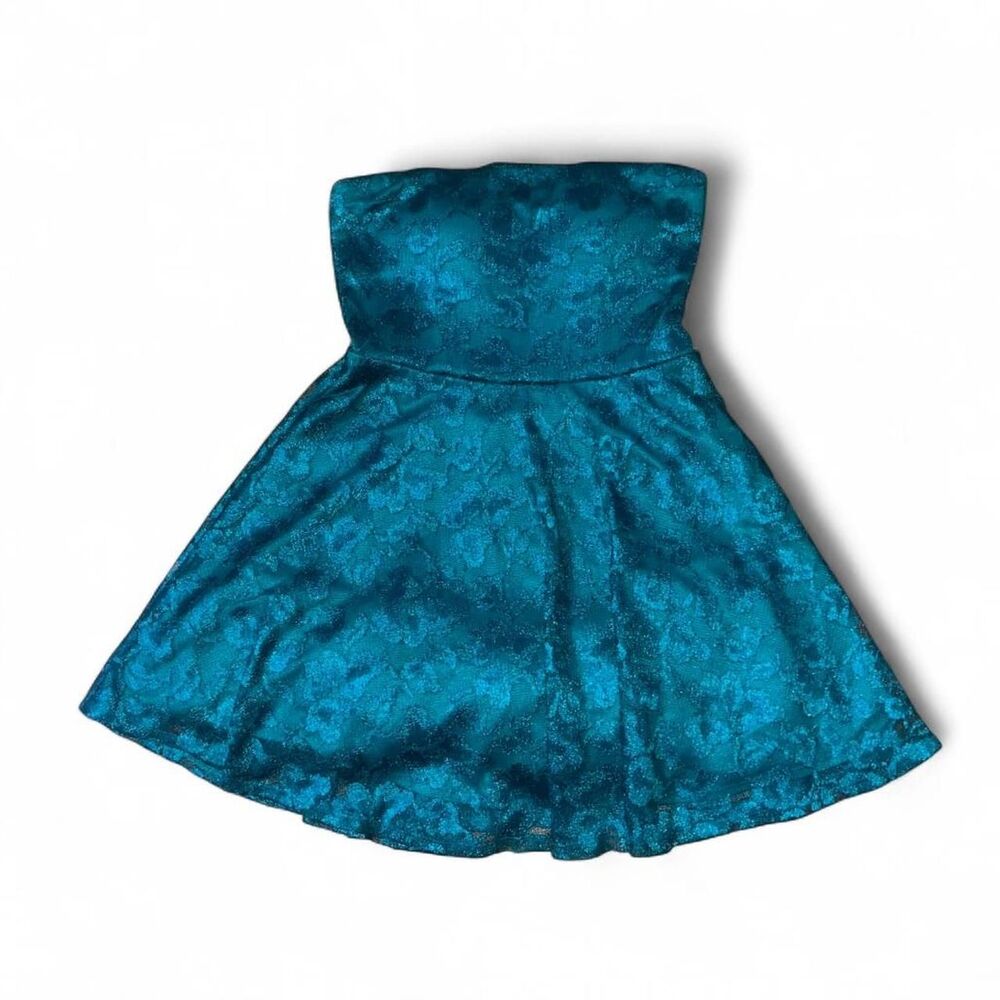 Love Reign Strapless Emerald Green Lace Short Tulle Dress Size L